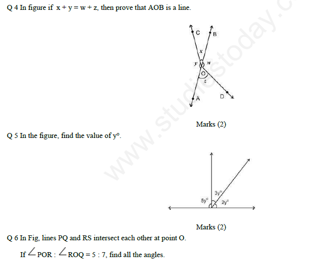 CBSE Class 9 Mathematics Lines and Angles Assignment Set E